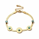 Placage ionique (ip) 304 bracelets de perles de turquoise synthétique en acier inoxydable BJEW-C035-09G-1
