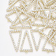 合金ラインストーンペンダント  三角形  クリスタル  ライトゴールド  39x21.5x3mm  穴：2mm X-PALLOY-T071-089-1