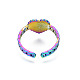 Rack placage couleur arc-en-ciel 304 coeur en acier inoxydable avec mot love you open cuff ring for women RJEW-S405-261M-3