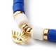 ポリマークレイビーズのネックレス  真鍮製のペンダントとランプワークのラウンドビーズ付き  ナザールボンジュウ  ミディアムブルー  18.31インチ（465mm） NJEW-JN03580-7