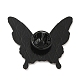 蝶の羽のエナメルピンを持つ猫  電気泳動黒メッキ合金ブローチ  ブラック  30x35x1.5mm JEWB-I026-03B-2