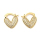 Серьги-кольца в форме сердца с покрытием из латуни с микропаве и кубическим цирконием для женщин EJEW-F326-10G-1