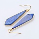 Boucles d'oreilles avec pendentif en lapis-lazuli naturel X-EJEW-P145-03B-2