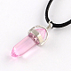 Glass Bullet Pendant Waxed Cord Necklaces NJEW-R231-01-1