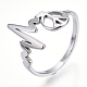 304 mors de coeur en acier inoxydable avec anneau ajustable signe de paix RJEW-T027-04P-1