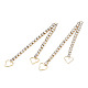 Brass Pave Rhinestone Chain with Heart Big Pendants KK-N216-420-03LG-3