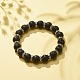 Bracelet extensible en pierre de lave naturelle avec des perles de strass en cristal BJEW-JB08191-01-2