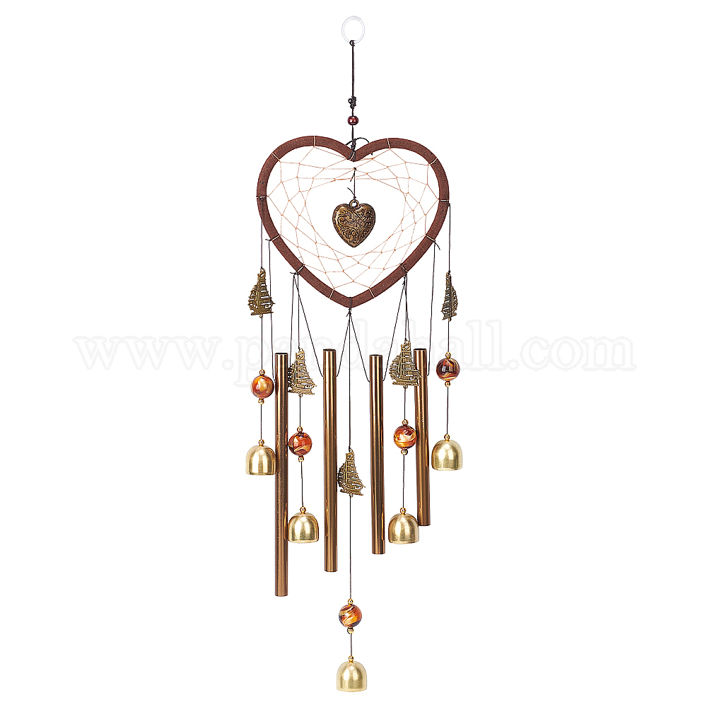 Wholesale NBEADS Heart Dream Catcher Wind Chime