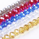 Perles en verre manuelles, imitation de cristal autrichien, facettes rondelle, couleur mixte, 12x8mm, Trou: 1mm, Environ 72 pcs/chapelet