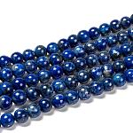 Chapelets de perle en lapis-lazuli naturel, ronde, 8mm, Trou: 1mm, Environ 45~49 pcs/chapelet, 15.5 pouce (395 mm)