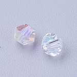 Cristal plaquent perles toupies en verre, facette, de couleur plaquée ab , colorées, 4.5x4mm, Trou: 1mm, environ 720 pcs / sachet 