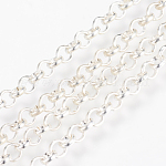 Iron Rolo Chain, Unwelded, with Spool, Cadmium Free & Nickel Free & Lead Free, Silver, 4x1mm, about 164.04 Feet(50m)/roll