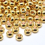 Laiton rondes plat séparateurs perles, or, 6x4mm, Trou: 2mm