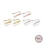 925 Sterling Silver Micro Pave Cubic Zirconia Earring Hooks, with 925 Stamp, Clear, Mixed Color, 17x2.5mm, Hole: 1mm, 20 Gauge, Pin: 0.8mm