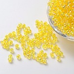 Perle acriliche trasparenti ecologiche, tondo, ab colore, giallo, 6mm, Foro: 1.5 mm, circa 400pcs/50g