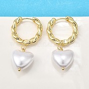 Серьги-кольца из латуни и АБС-пластика с жемчугом для женщин EJEW-G430-05G