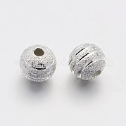 Текстурированные круглые латунные бусы KK-N0061-01S-8mm