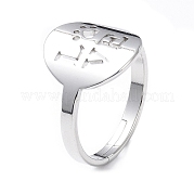 304 Stainless Steel Word Love Adjustable Ring for Women RJEW-I097-01P