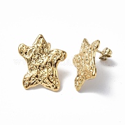 Ion Plating(IP) 304 Stainless Steel Textured Star Stud Earrings for Women EJEW-F300-01G