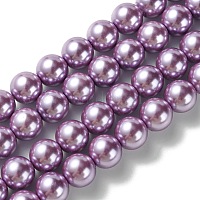 環境に優しいガラスパールビーズ連売り  グレードA  ラウンド  染め  コットンコードねじ切り  スミレ  12mm  穴：1.2~1.5mm  約34個/連  15.7インチ&nbsp;HY-A008-12mm-RB056