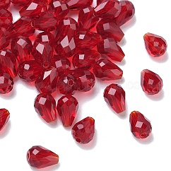 Abalorios de cristal austriaco de imitación, aaa grado, k9 vidrio, facetados, gota, de color rojo oscuro, 6x8mm, agujero: 0.7~0.9 mm