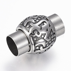 304ステンレススチール製マグネット留め具、接着端付き  コラム  アンティークシルバー  20.5x14mm  穴：8mm