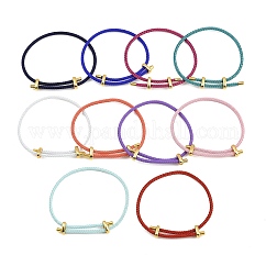 Fabricación de pulseras de cable de acero inoxidable 304 ajustable, con cuentas deslizantes de latón y goma, Plateado de larga duración, dorado, color mezclado, 1-5/8 pulgada ~ 3-1/4 pulgadas (4~8.2 cm)