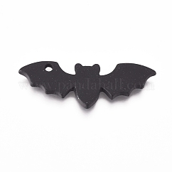 Colgantes de la aleación, pintura para hornear, para halloween, bate, negro, 8.5x24.5x1mm, agujero: 1.4 mm
