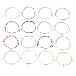 16шт двухцветный вощеный полиэстеровый шнур браслеты для мужчин и женщин BJEW-JB11790