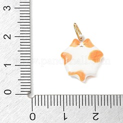 304ステンレススチールエナメルペンダント  三毛猫の形をしたチャーム  丸カン付き  オレンジ  16.5x14x3mm  穴：4.5mm&nbsp;SA-CBA08A6-09G-02