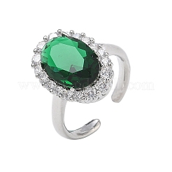 Bagues ouvertes en laiton avec micro pavé de zircones cubiques pour femmes&nbsp;RJEW-L343-17P-08