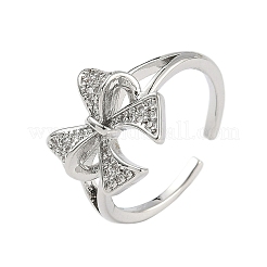 Латунные микро проложить манжеты кольца кубического циркония&nbsp;RJEW-D322-06P