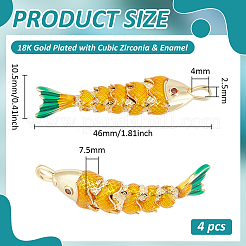 4 ciondoli in ottone placcato cremagliera&nbsp;KK-BC0015-55