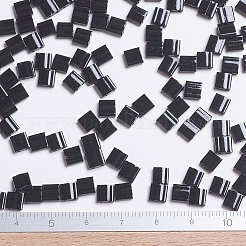 MIYUKIティラビーズ  日本製シードビーズ  2穴  （tl401)黒  5x5x1.9mm  穴：0.8mm  約5900個/500g&nbsp;SEED-MY05-TL401