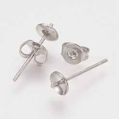 真鍮ポストピアスパーツ  プラチナ  5x14mm&nbsp;X-KK-G010