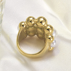 Кольца из хирургической нержавеющей стали 316L с круглыми бусинами из ракушечного жемчуга для женщин FS-WG2730F-02