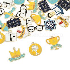 28 шт. 11 стиля подвески из сплава и эмали ко Дню отца&nbsp;ENAM-YW0005-89