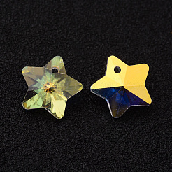 スターファセットK9ガラスチャーム  模造オーストリアのクリスタル  透明  13.5x13.5x8mm  穴：1mm&nbsp;EGLA-O006-04A