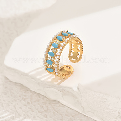Регулируемые манжеты в стиле бохо с микропаве из латуни и кубическими цирконами для женщин EM2078