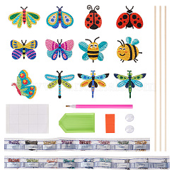 Kits de piquets de jardin décoratifs d'insectes de peinture de diamant de bricolage&nbsp;DIAM-TAC0001-03