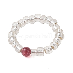 Dehnbare Fingerringe aus natürlichem grünem Jade&nbsp;RJEW-JR01006