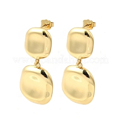 Квадратные латунные серьги-гвоздики EJEW-H170-01G