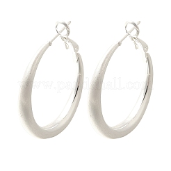 女性のための真鍮のフープピアス  銀  36x4.5mm&nbsp;EJEW-A121-18A-S