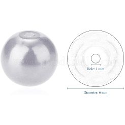 パール調ガラスパールラウンドビーズ  染め  グレー  6mm  穴：0.7~1.1mm  約400個/箱&nbsp;HY-PH0001-6mm-026