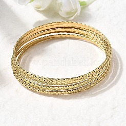 7 шт. браслетов из нержавеющей стали 201 для женщин&nbsp;BJEW-Z151-04G-02