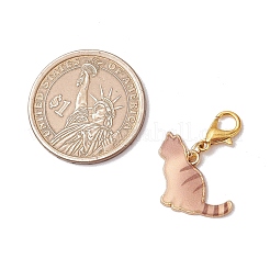 5 шт. 5-х цветные подвесные украшения в форме кошки из сплава и эмали HJEW-JM03029