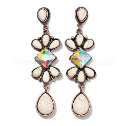 Серьги-гвоздики из сплава синтетической бирюзы&nbsp;LS-EJEW-U053-05R