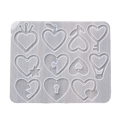 ハートのイヤリングペンダント DIY シリコン型  レジン型  UVレジン用  エポキシ樹脂工芸品作り  透明  111x144x4.5mm  内径：22~36x30~37.5mm  穴：2mm&nbsp;DIY-Q033-06C