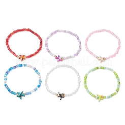 6 шт. браслет из синтетической бирюзы и немагнитных гематитовых бусин&nbsp;BJEW-JB13432