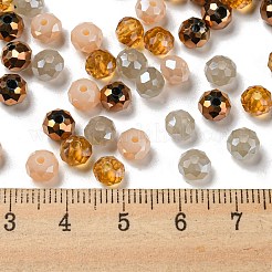 ガラスビーズ  多面カット  ロンデル  バリーウッド  6x5mm  穴：1mm  約280個/60g&nbsp;EGLA-A034-SM6mm-34